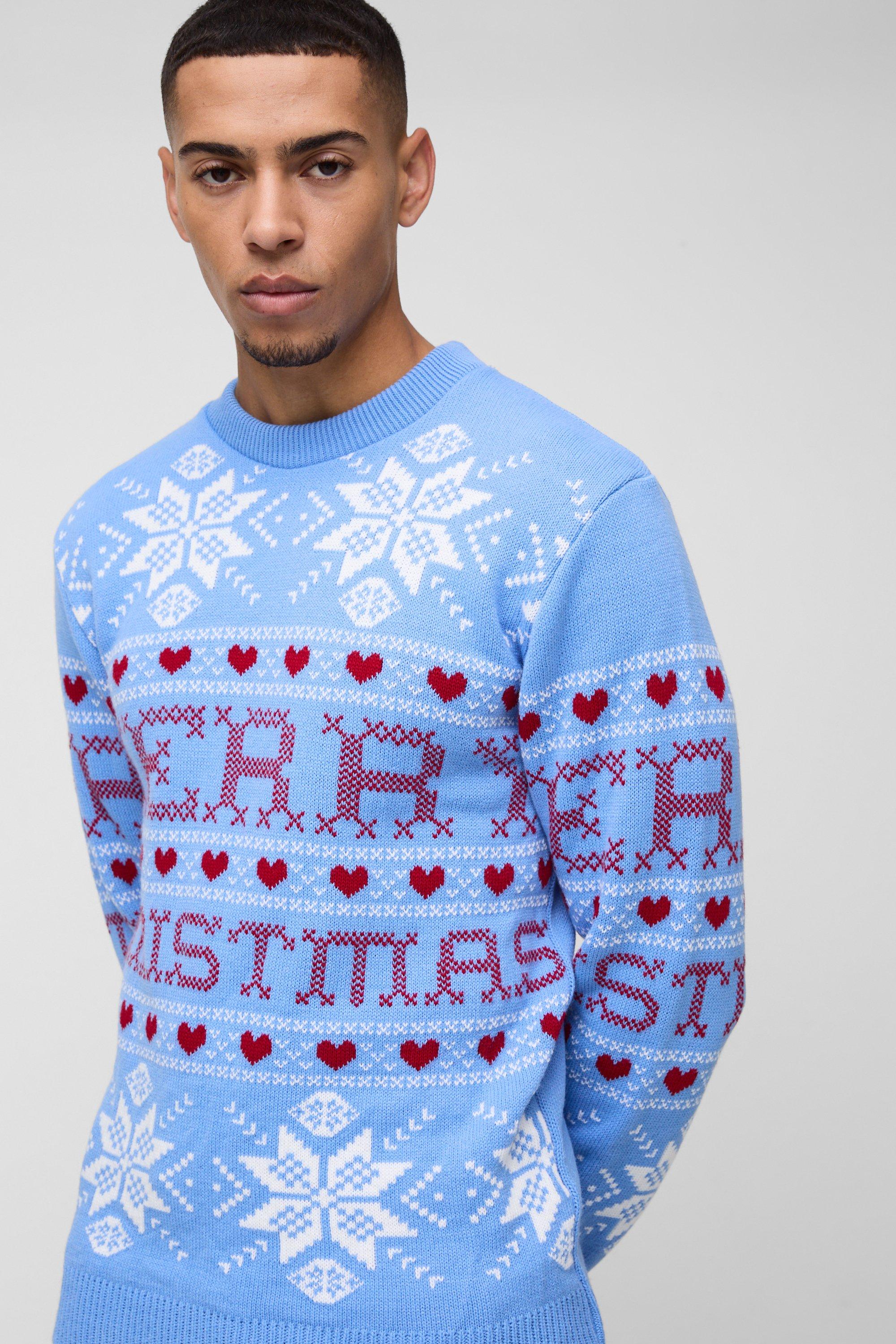 Regular Fit Merry Christmas Fairisle Knitted Jumper boohoo UK